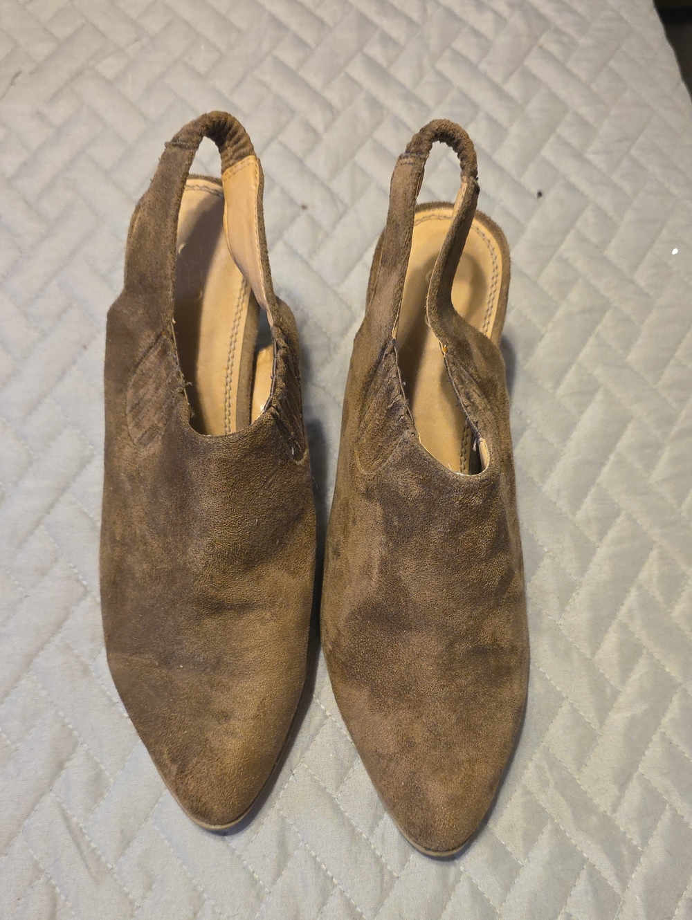 Cato Brown Suede Pointed Slingback Mules